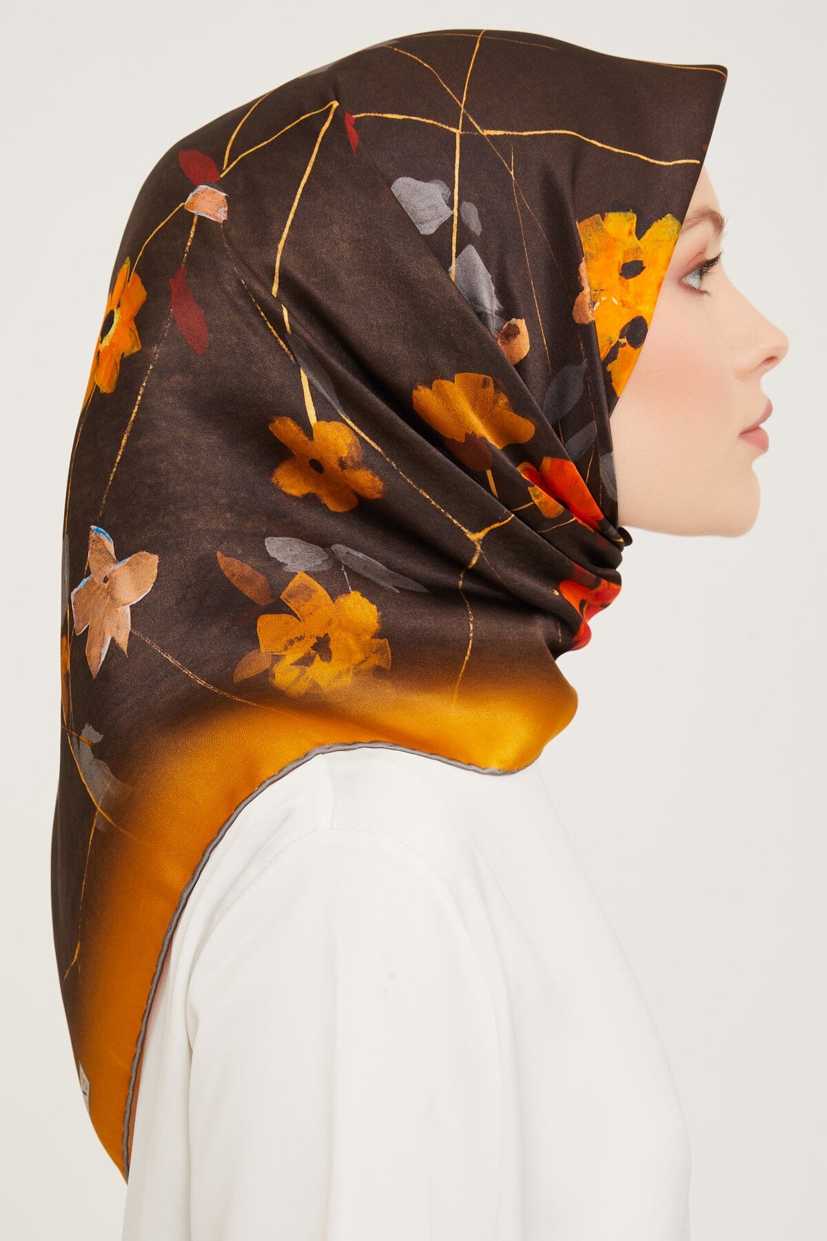 Orange floral scarf