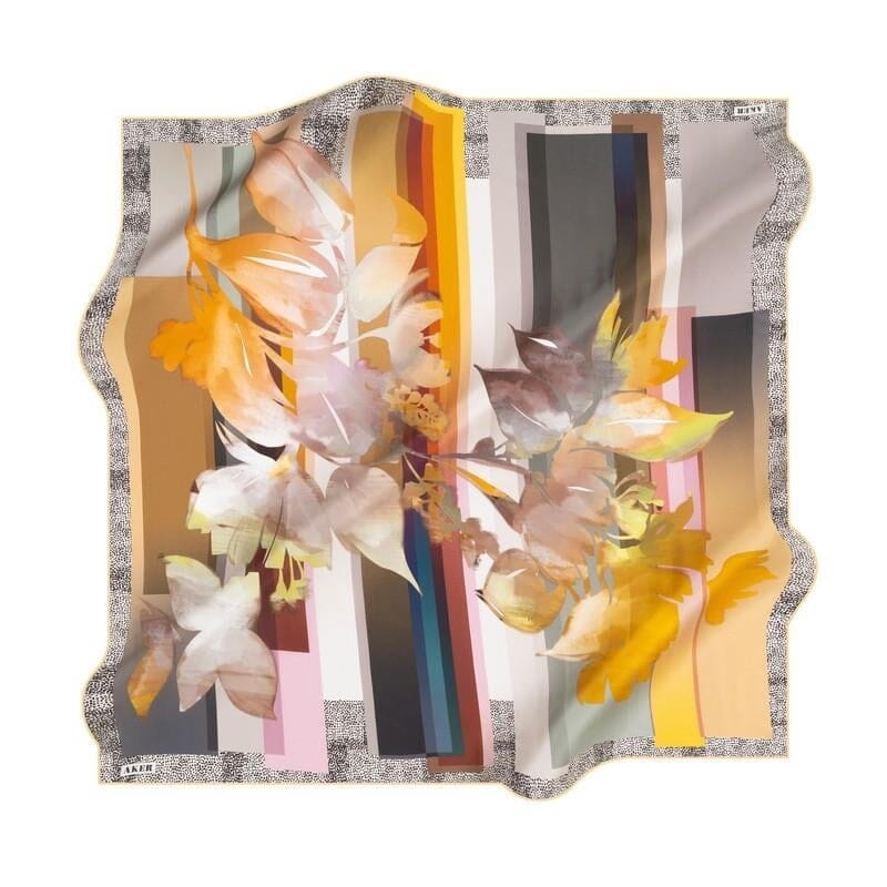 Aker Autumn Bloom Silk Scarf No. 61 Silk Hijabs,Aker,Silk Scarves Aker 