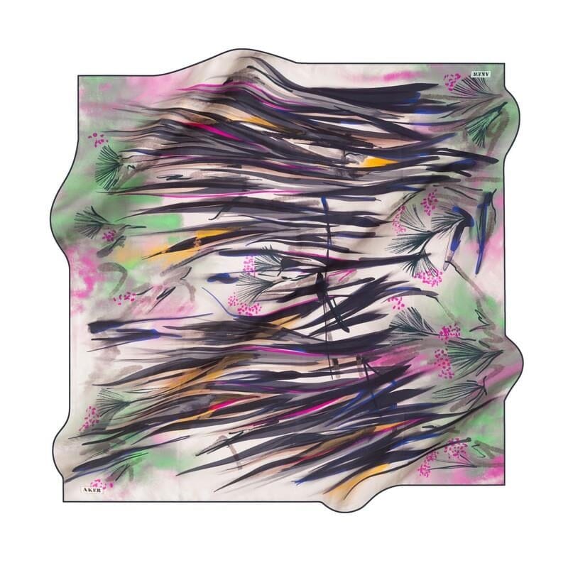 Aker Serene Blossom Silk Scarf No. 22 Silk Hijabs,Aker,Silk Scarves Aker 