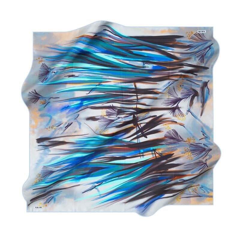 Aker Serene Blossom Silk Scarf No. 23 Silk Hijabs,Aker,Silk Scarves Aker 