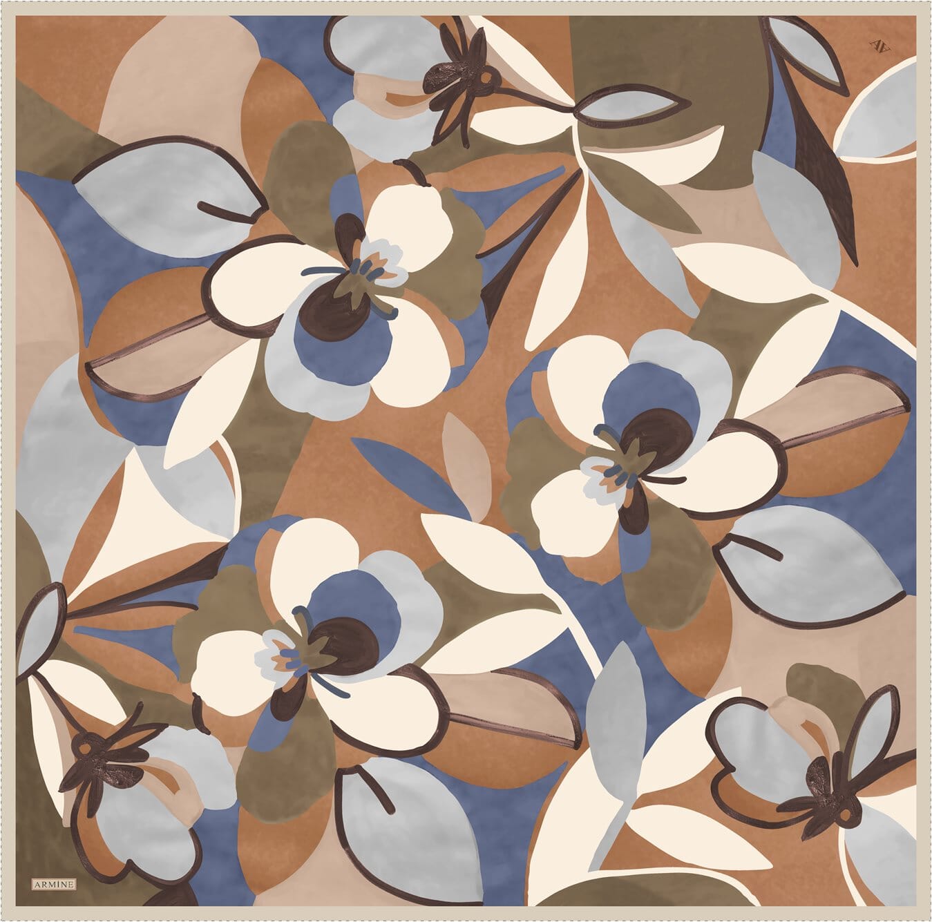 Armine Azure Floral Silk Scarf 