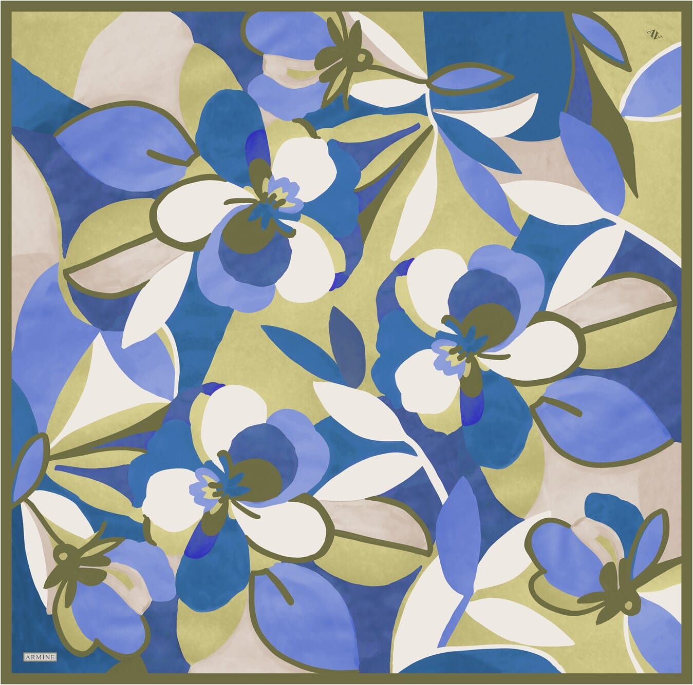 Armine Azure Floral Silk Scarf #51 Silk Hijabs,Armine Armine 