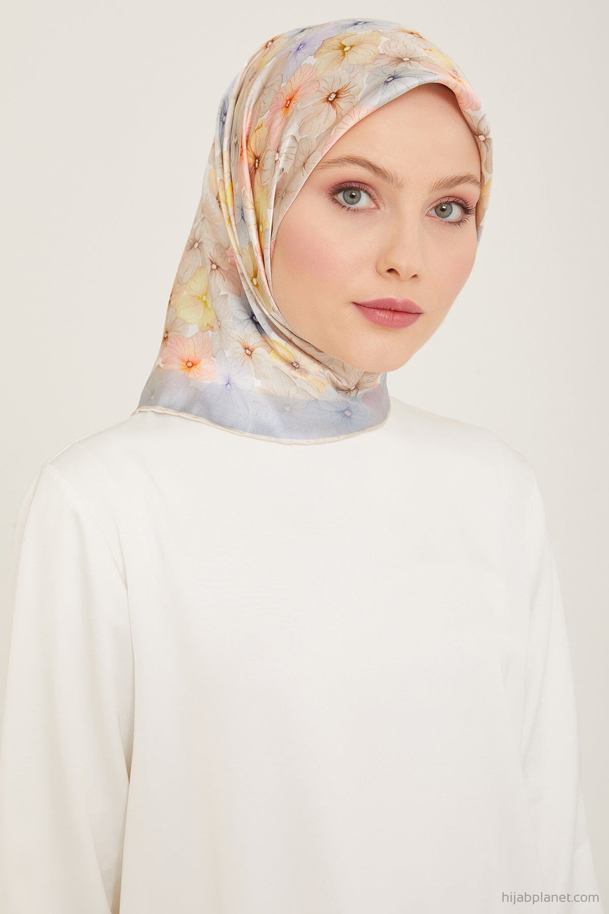 Armine Hydrangea Print Silk Scarf #36 Silk Hijabs,Armine Armine 