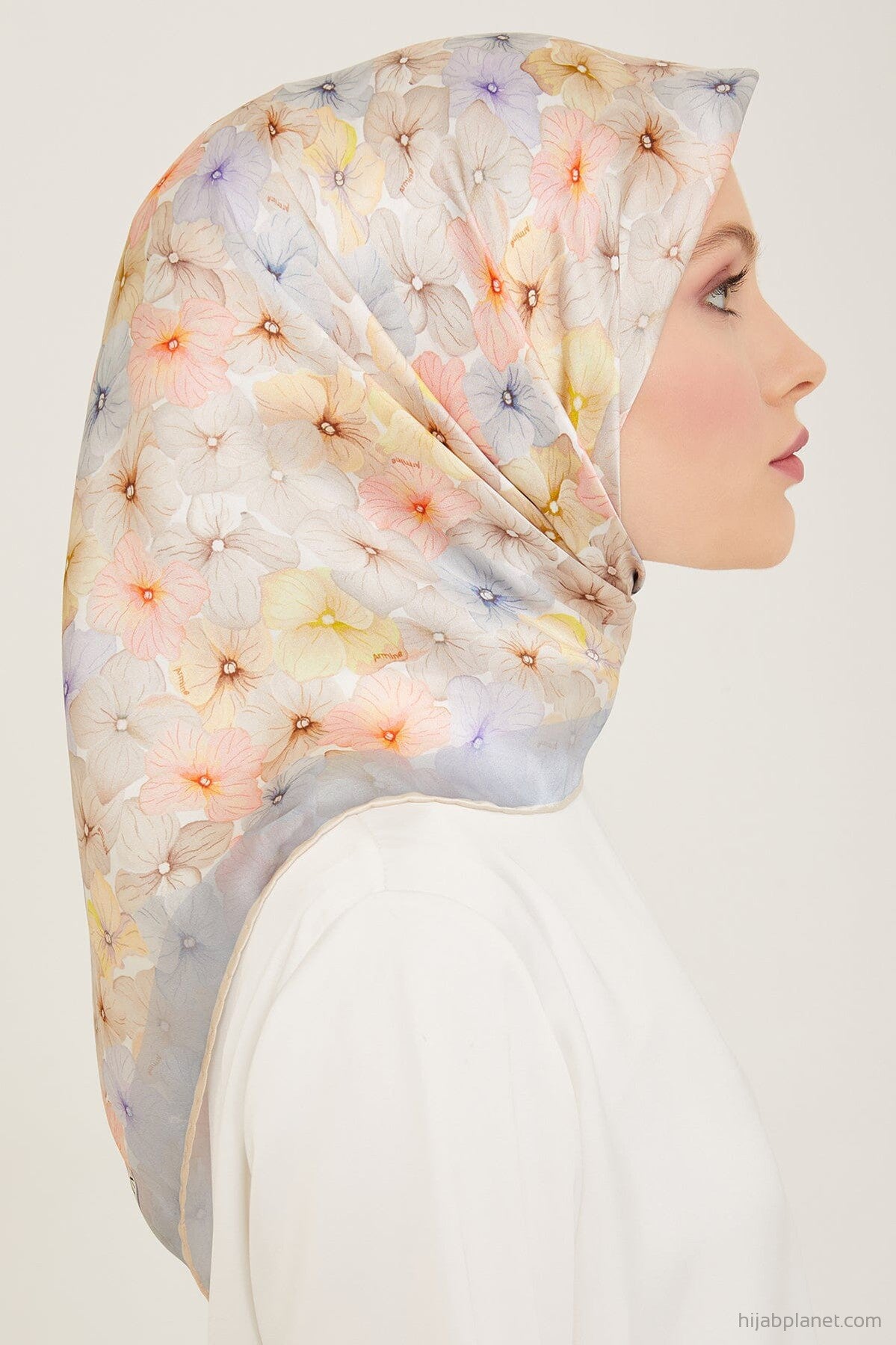 Armine Hydrangea Print Silk Scarf #36 Silk Hijabs,Armine Armine 