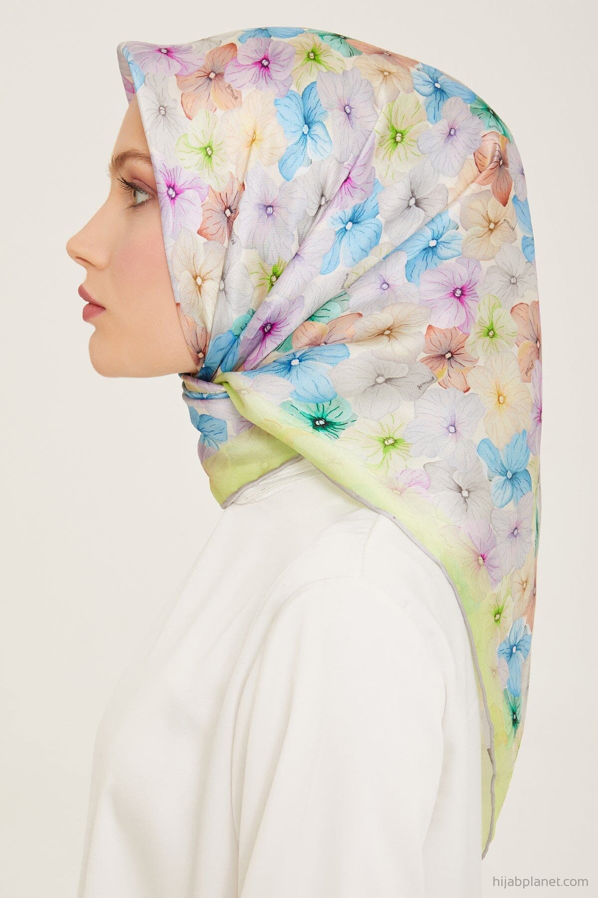 Armine Hydrangea Print Silk Scarf #82 Silk Hijabs,Armine Armine 