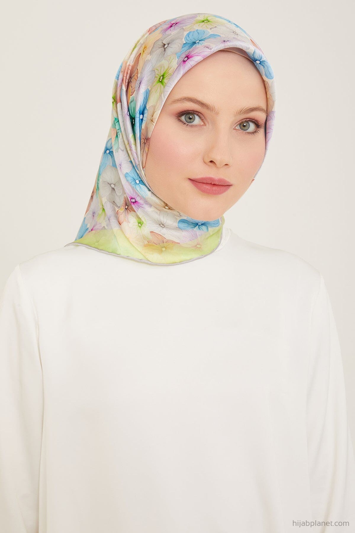 Armine Hydrangea Print Silk Scarf #82 Silk Hijabs,Armine Armine 