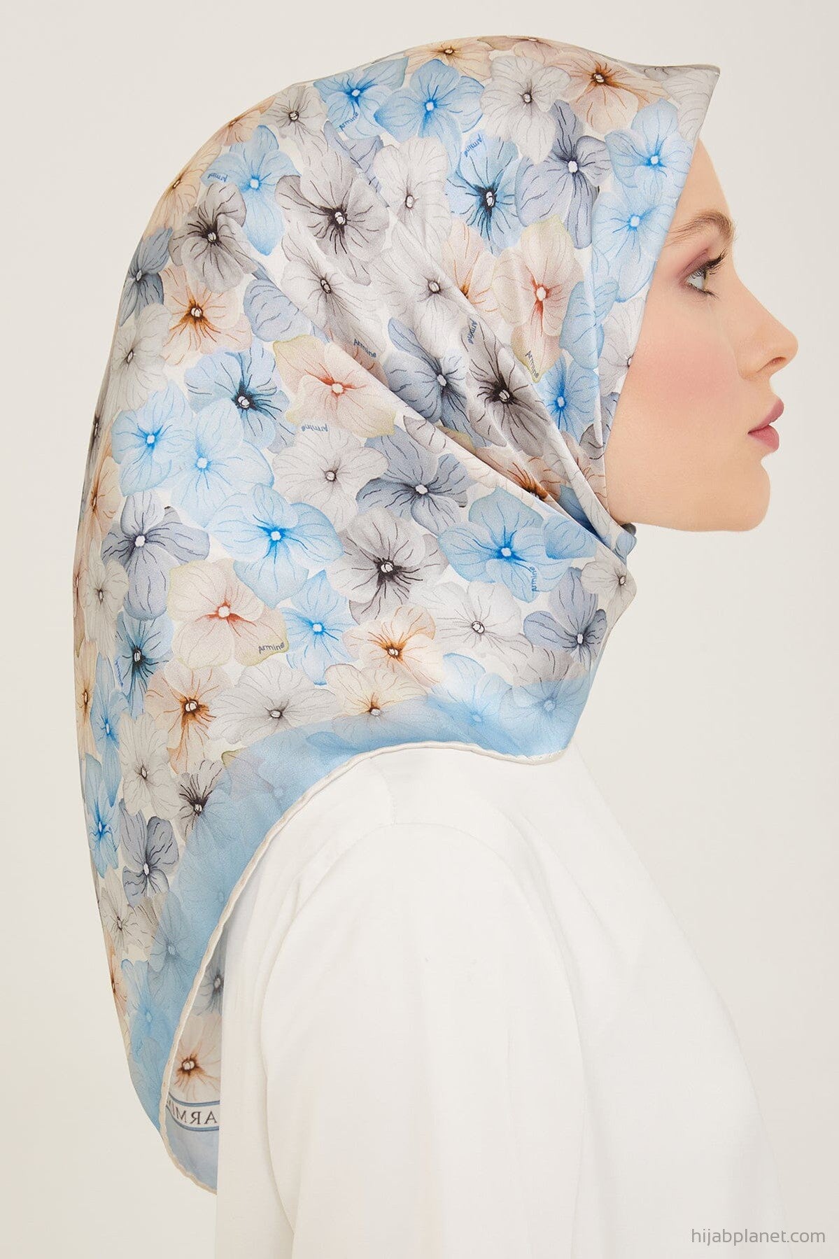 Armine Hydrangea Print Silk Scarf #83 Silk Hijabs,Armine Armine 