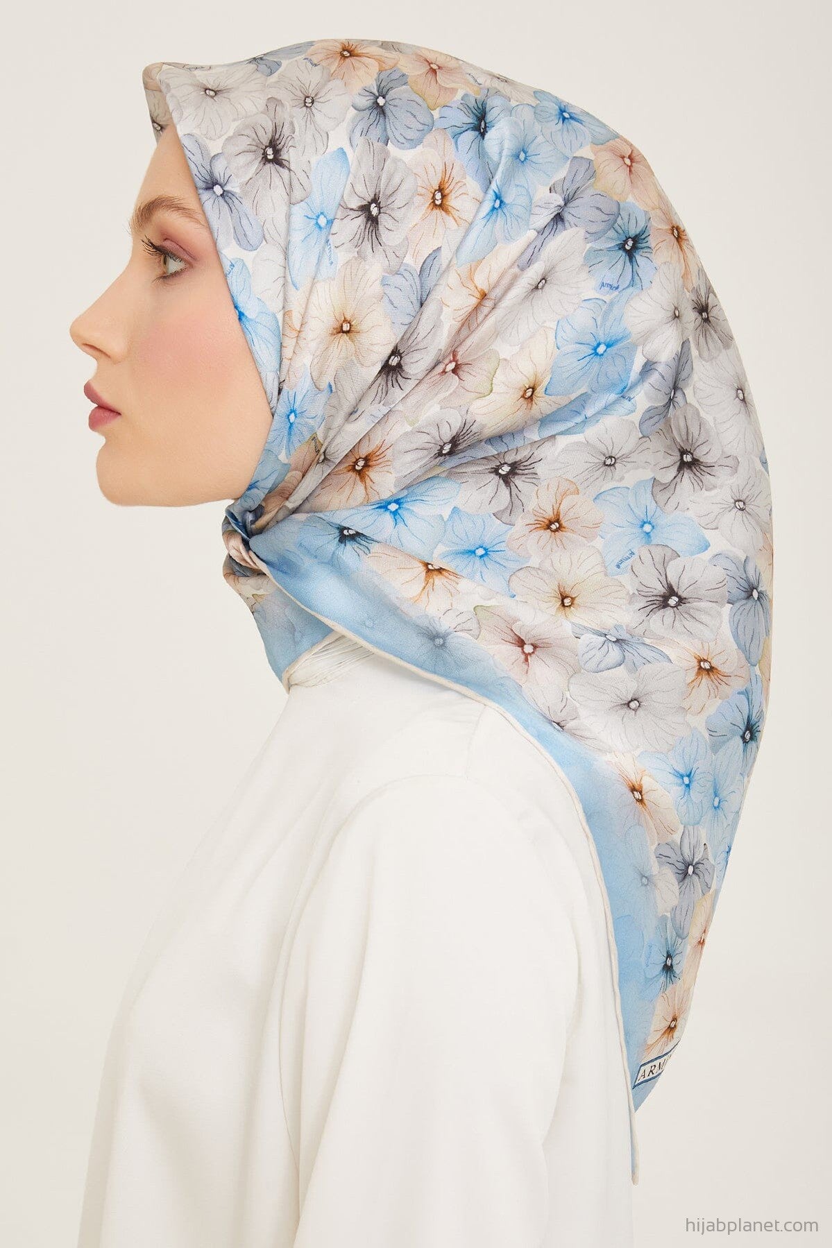 Armine Hydrangea Print Silk Scarf #83 Silk Hijabs,Armine Armine 