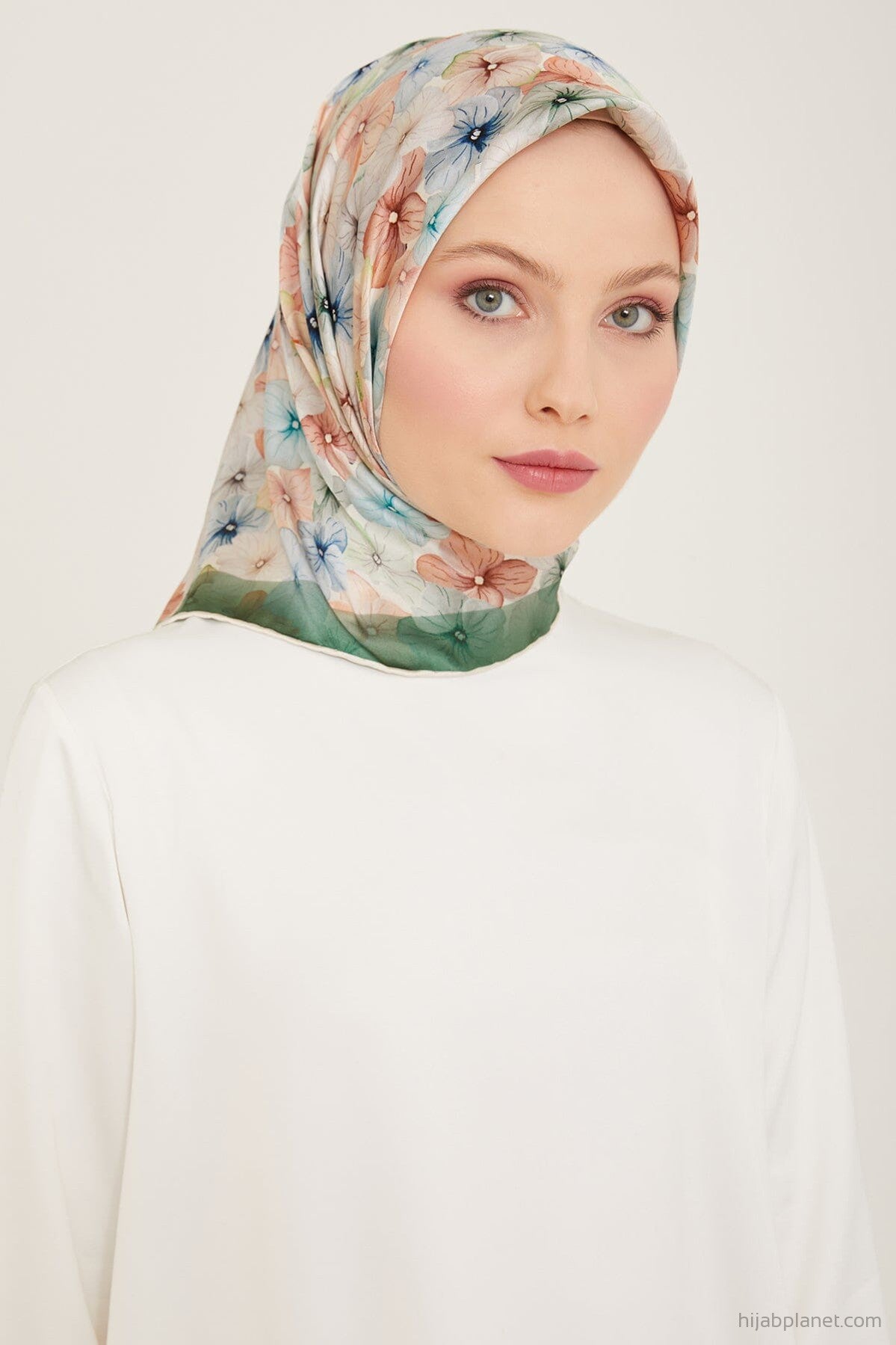 Armine Hydrangea Print Silk Scarf #84 Silk Hijabs,Armine Armine 