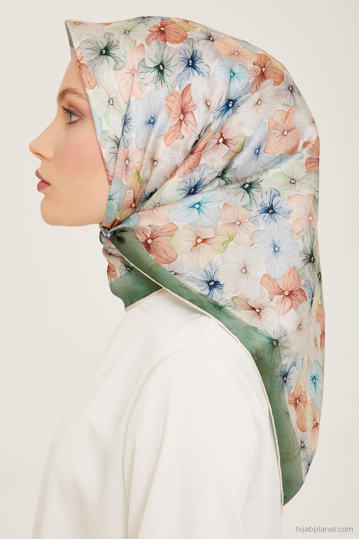 Armine Hydrangea Print Silk Scarf #84 Silk Hijabs,Armine Armine 