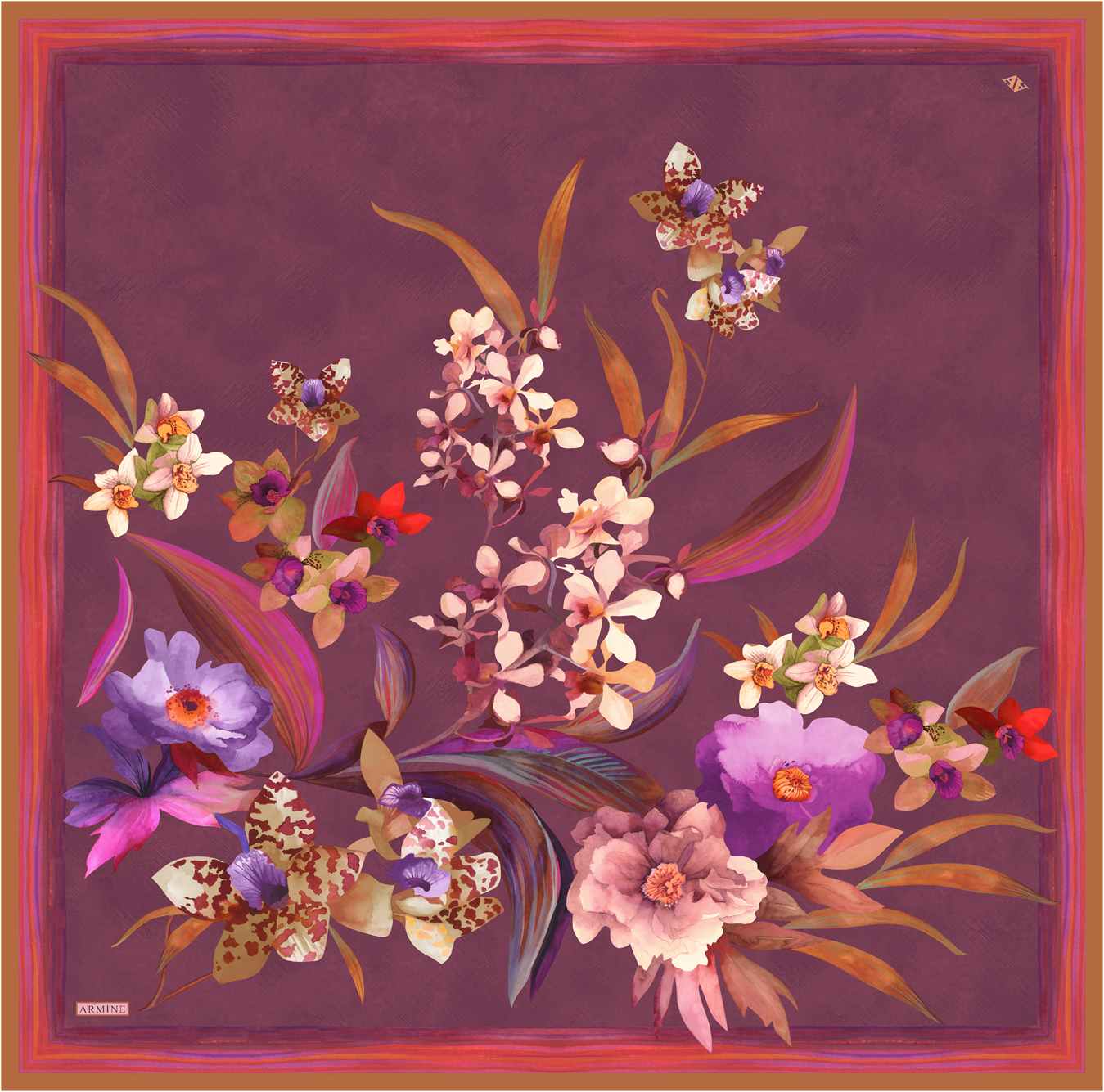 Armine Serene Floral Silk Scarf 