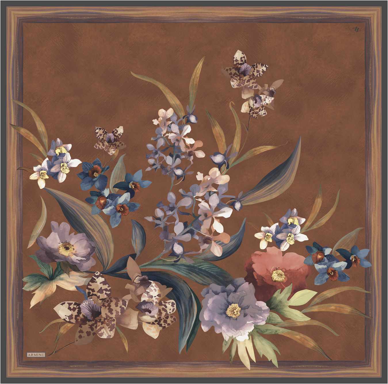 Armine Serene Floral Silk Scarf #3 Silk Hijabs,Armine Armine 