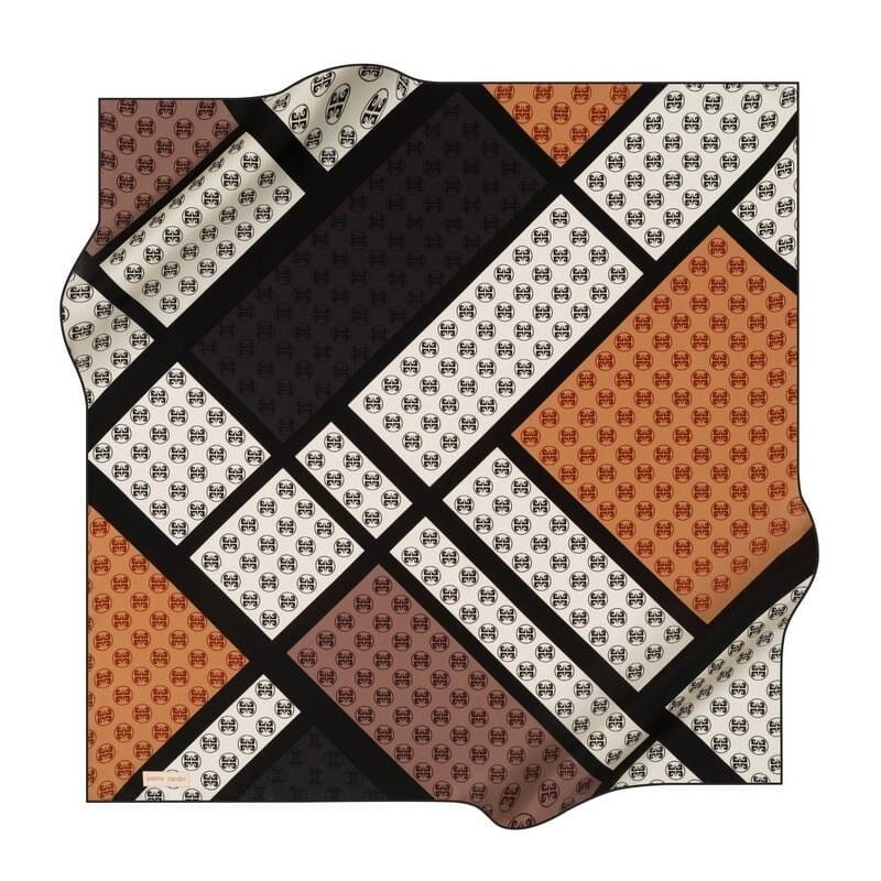 Pierre Cardin Monogram Geometric Silk Scarf No.11 Pierre Cardin,Silk Scarves Pierre Cardin 