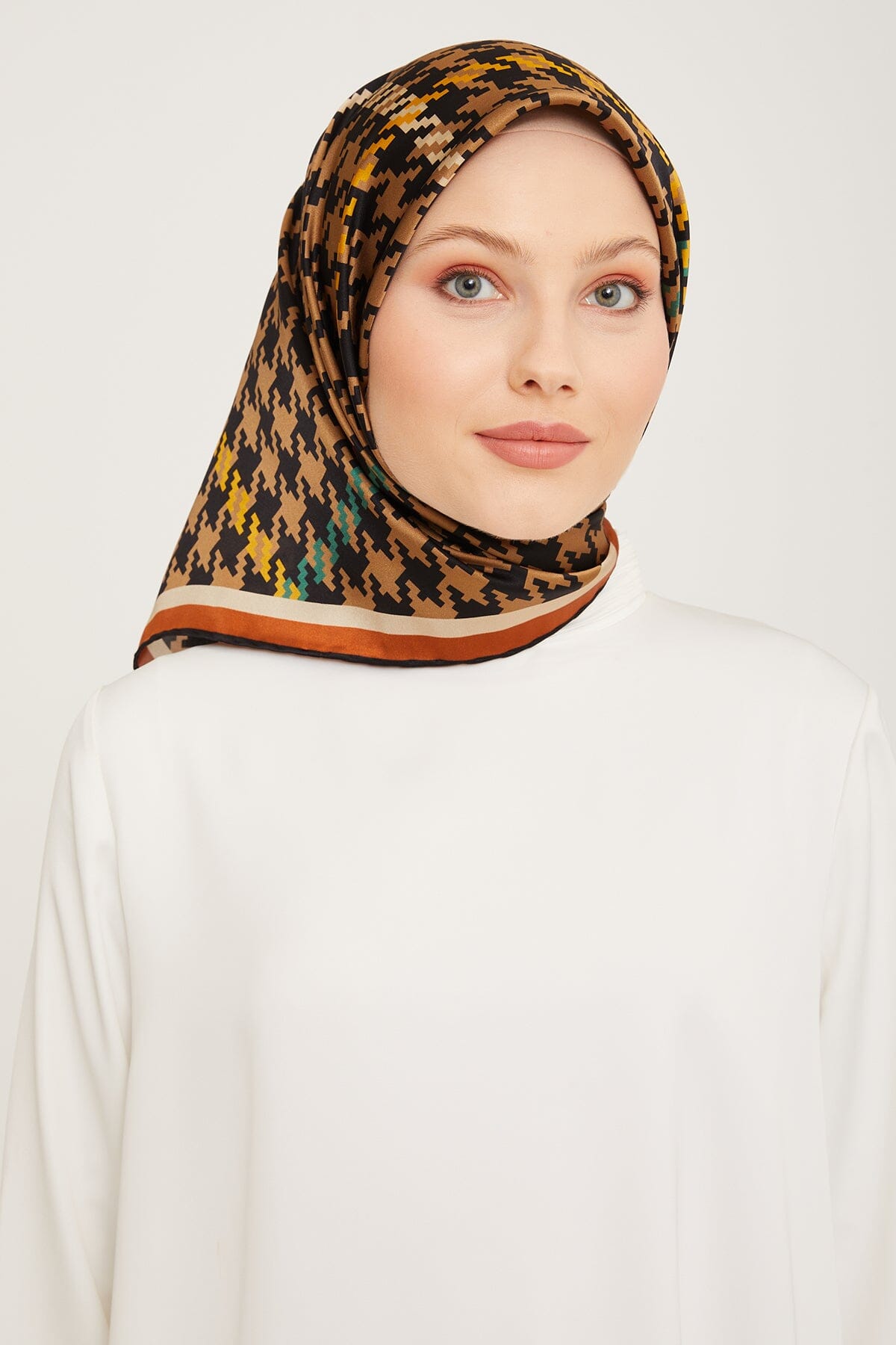 Armine HoundsTooth Square Silk Scarf #37 Silk Hijabs,Armine Armine 