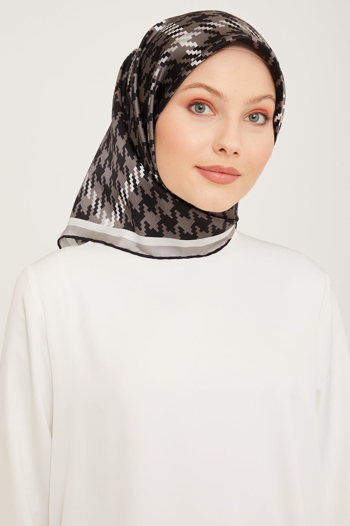 Armine HoundsTooth Square Silk Scarf #5 Silk Hijabs,Armine Armine 