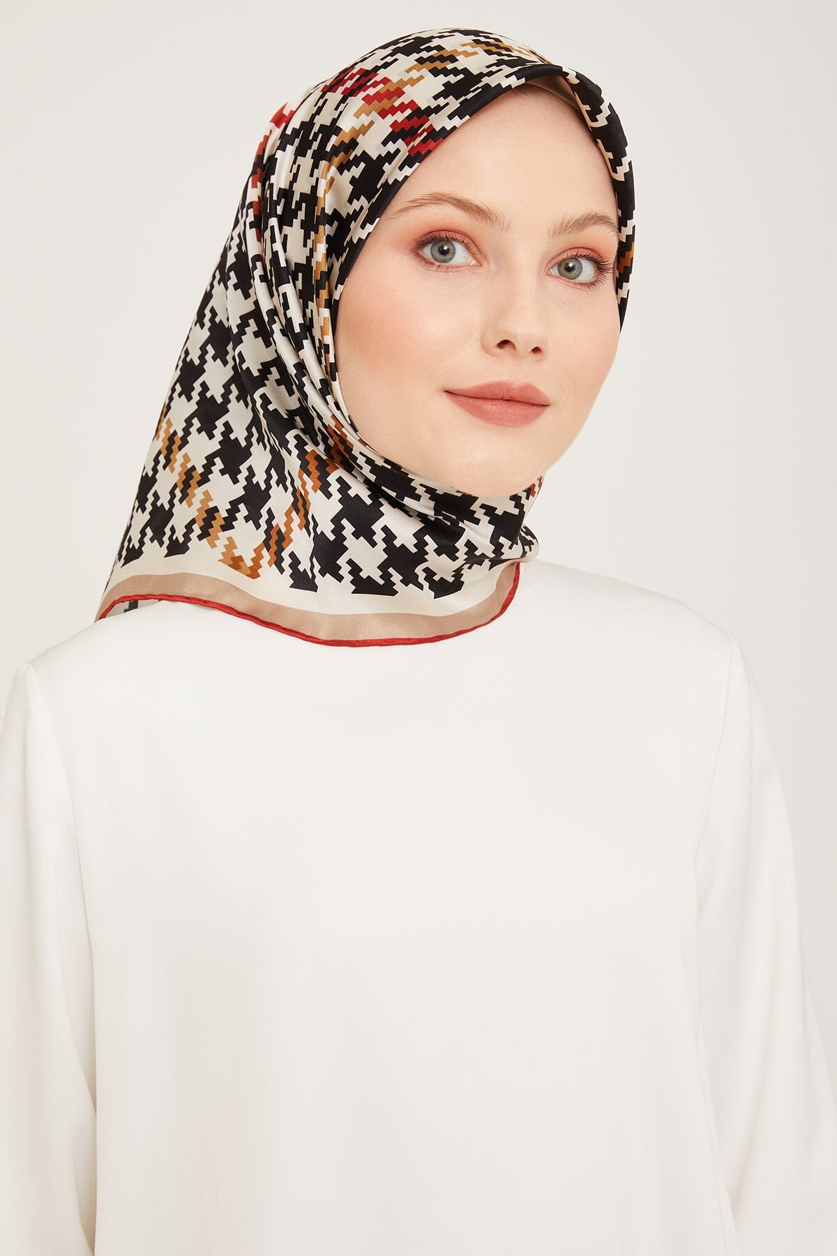 Armine HoundsTooth Square Silk Scarf #9 Silk Hijabs,Armine Armine 