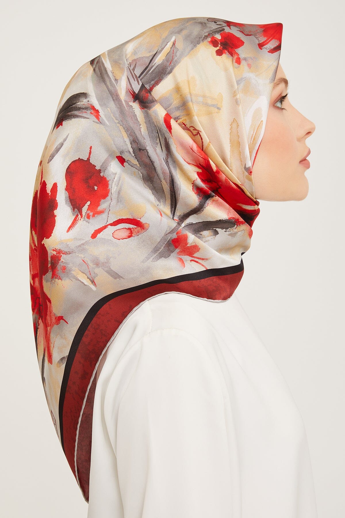 Armine Iris Floral Silk Scarf #51 Silk Hijabs,Armine Armine 