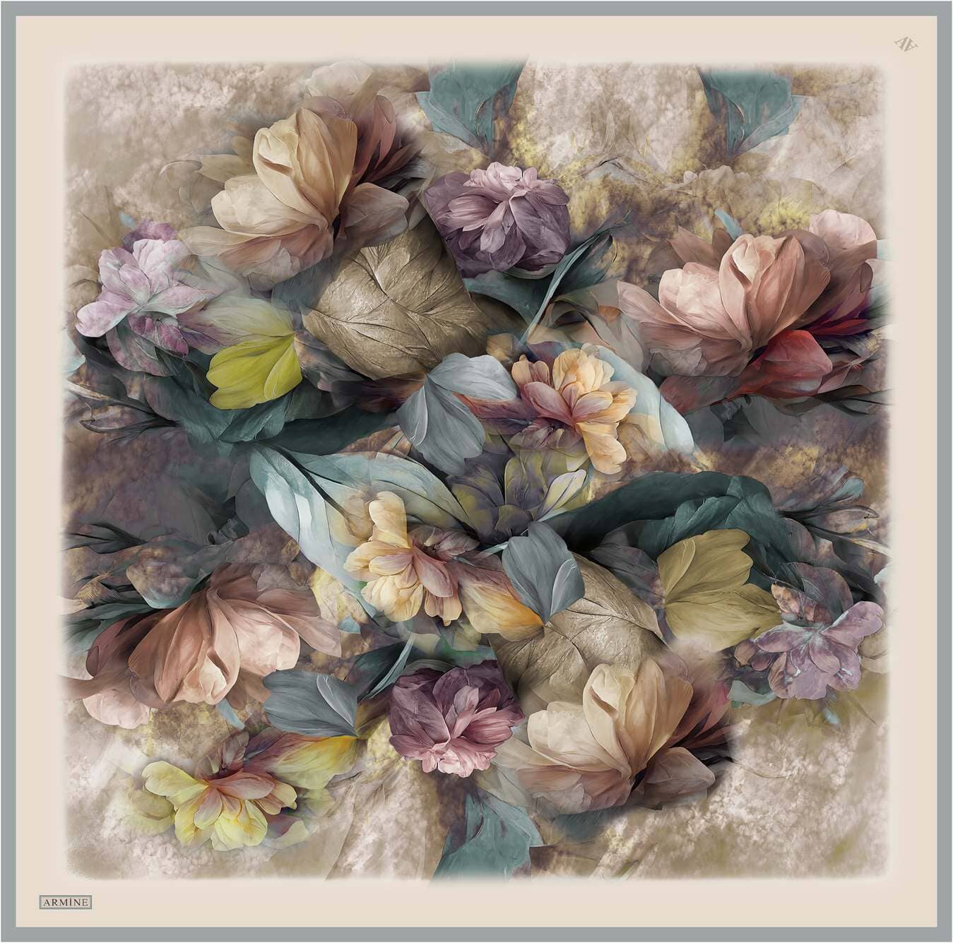 Armine Nocturne Floral Silk Scarf #34 Silk Hijabs,Armine Armine 