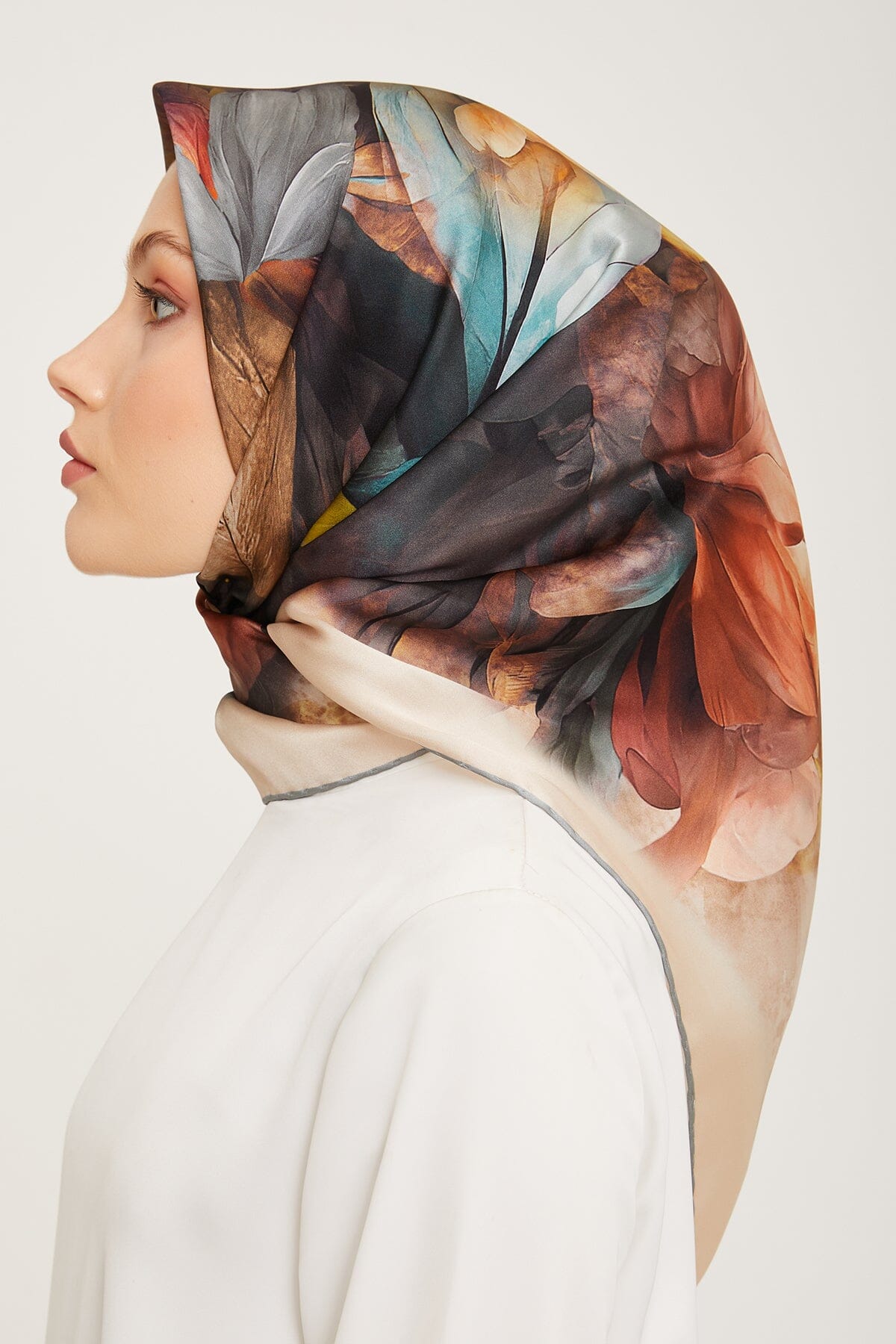 Armine Nocturne Floral Silk Scarf #34 Silk Hijabs,Armine Armine 