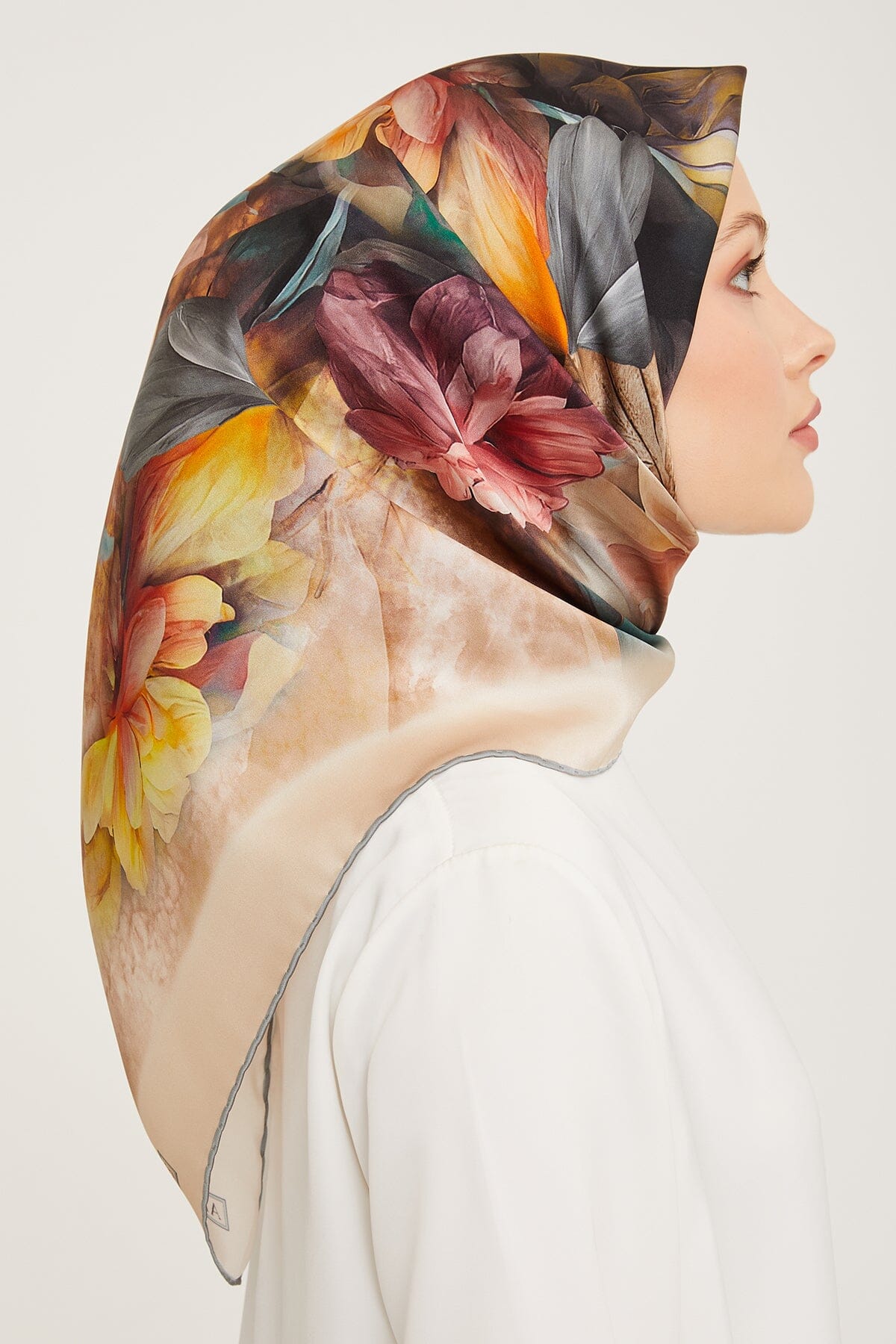 Armine Nocturne Floral Silk Scarf #34 Silk Hijabs,Armine Armine 