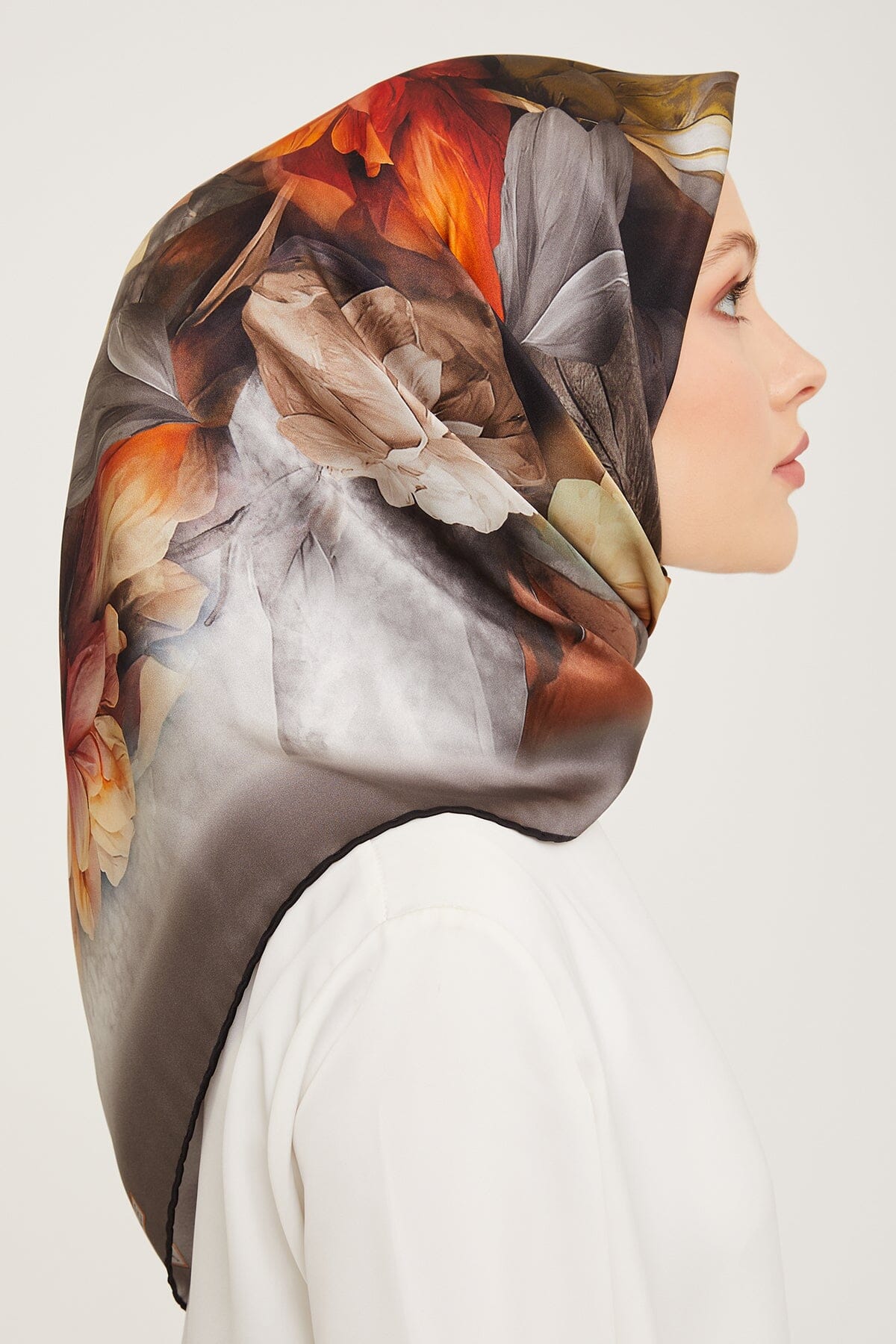 Armine Nocturne Floral Silk Scarf #39 Silk Hijabs,Armine Armine 