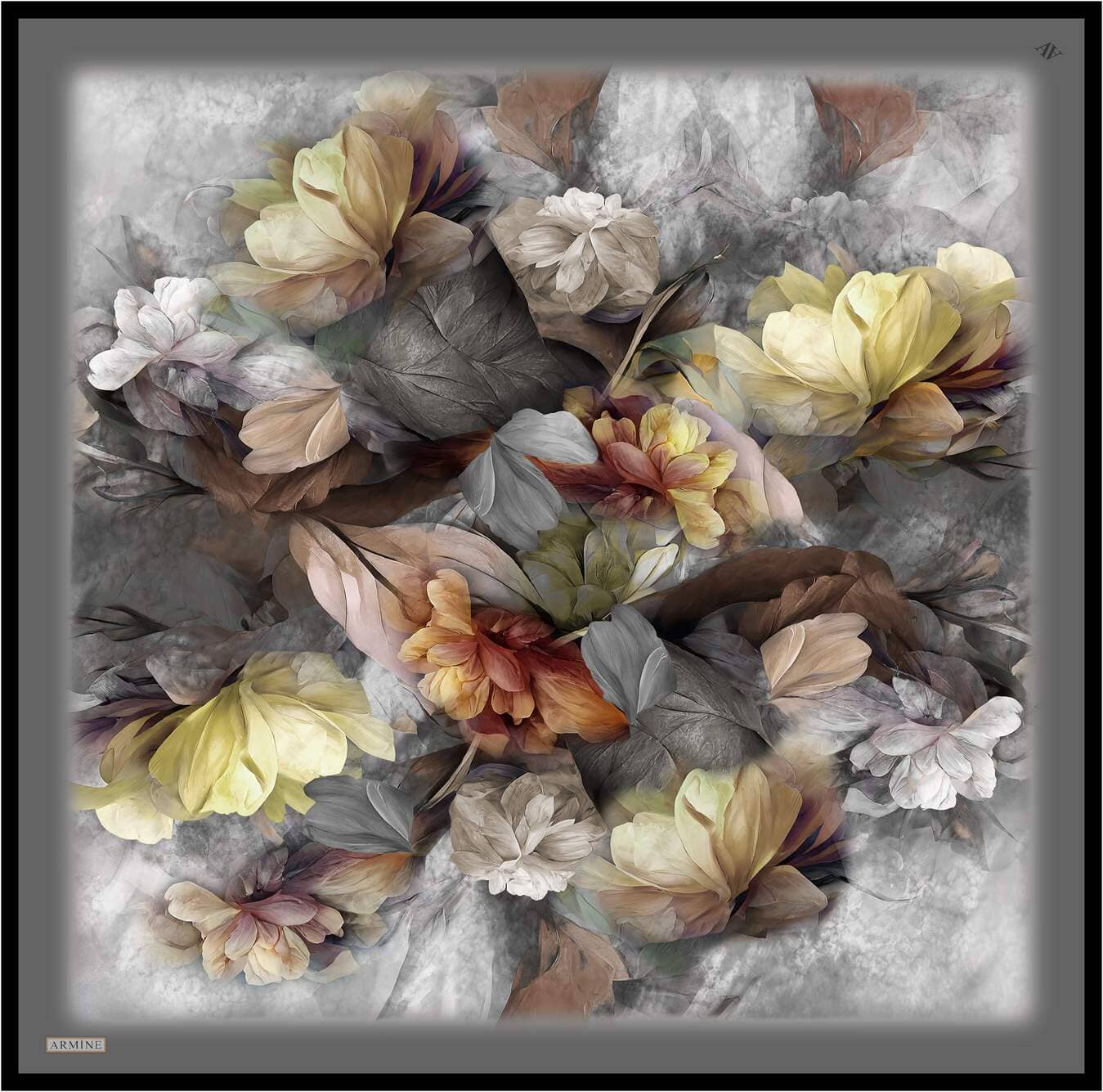 Armine Nocturne Floral Silk Scarf #39 Silk Hijabs,Armine Armine 